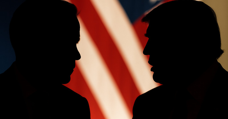 Mark Carney and Donald Trump in silhouette